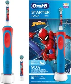Oral B Brosse à Dents électrique Oral-B Kids Spiderman Avec 2 Têtes De Brosse - Pack De Démarrage - Pour Les Enfants à Partir De 3 Ans