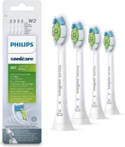 Philips Sonicare W2 Tête De Brosse Optimal White HX6064/10, Pour Des Dents Plus Blanches , Convient à Toutes Les Brosses à Dents Philips Sonicare, 4 Pièces, Wit