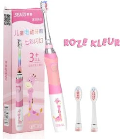 Brosse à Dents électrique Pour Enfants - Fille Et Garçon - De 3 à 12 Ans - Brosse à Dents Pour Enfants Sur Pile (1x AAA Non Incluse) - Étanche - Avec LED - 3x Têtes De Brosse - Minuterie Intelligente - Rose