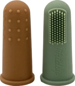 Kidsy - Brosse à Dents En Silicone Bébé - Double Face - Brosse à Dents Bébé - Sans BPA - 2 Pièces - Argile -Dentaires Appareils Magasin 1044x1200