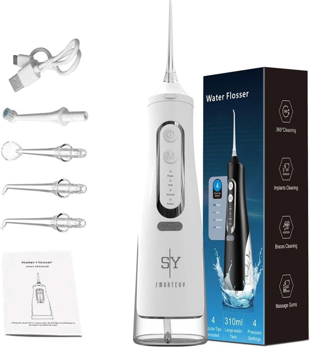 JRJ Online - Hydropulseur M209 - 310ML - 4 Positions - 4 Attachements - Irrigateur Oral - Appareil Dentaire - Wit 1 JRJ Online - Hydropulseur M209 - 310ML - 4 Positions - 4 Attachements - Irrigateur Oral - Appareil Dentaire - Wit