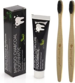 Comprimés De Dentifrice Vegan Green-goose | 60 Pièces Dans Un Bocal En Verres | Couvercle En Bambou | 2 Brosses à Dents | Durable | Geen De Plastique