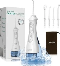 Seago SG833 Comprend 4 Accessoires - Tandsteen Verwijderaar - Machines à Soie Dentaire - Détartrant - Irrigateur Dentaire - Sans Fil Et Rechargeable - 3 Modes Efficaces - Wit