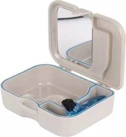 Medies - Boîte à Prothèses étanche De Luxe Avec Brosse à Prothèses Et Miroir | Plateau De Support | Boîte De Support | Plateau De Prothèse | Plateau De Dentier | Plateau à Dentier - Miroir Et Brosse à Dentier Inclus