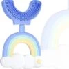 Medies - Brosse à Dents Enfant 360° U Arc-en-Ciel Bleu | Brosse à Dents Pour Bébé | Brosse à Dents Pour Enfants | Brosse à Dents Pour Tout-petits | Forme En U - Silicone - Sans Bpa - 2 à 7 Ans