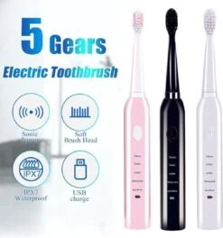 DrPhone Sonic Pro - Brosse à Dents électrique Avec 5 Réglages - Automatique - 15 Jours D'utilisation - Etanche - Rechargeable - Wit -Dentaires Appareils Magasin 1122x1200 2