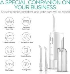 VOYOR WF500 Mini Irrigateur Oral, Hydropulseur Portable Sans Fil, Nettoyeur De Dents IPX7 Rechargeable Et étanche Avec 2 Réservoirs D'eau Amovibles -Dentaires Appareils Magasin 1144x1200 2