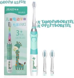 Brosse à Dents électrique Pour Enfants - Fille Et Garçon - De 3 à 12 Ans - Brosse à Dents Pour Enfants Sur Pile (1x AAA Non Incluse) - Étanche - Avec LED - 3x Têtes De Brosse - Minuterie Intelligente - Vert -Dentaires Appareils Magasin 1147x1200