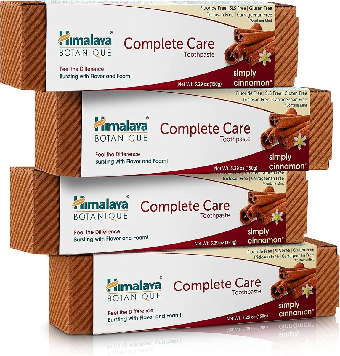 Himalaya Herbals Botanique Complete Care Dentifrice - Simply Cinnamon - Dentifrice Végétalien - Combat La Plaque Dentaire - Favorise Des Gencives Saines, Des Dents Fortes Et Un Sourire Radieux - Sans Gluten - Dentifrice Value Pack 4 X 150 G 1 Himalaya Herbals Botanique Complete Care Dentifrice - Simply Cinnamon - Dentifrice Végétalien - Combat La Plaque Dentaire - Favorise Des Gencives Saines, Des Dents Fortes Et Un Sourire Radieux - Sans Gluten - Dentifrice Value Pack 4 X 150 G