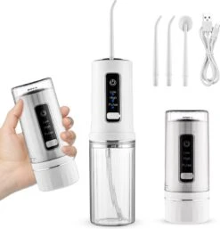 Zacro Water Flosser - Dispositif De Soie Dentaire Sans Fil - Irrigateur Oral - Empêche Le Tartre - 10 Attachements - 3 Positions - IPX7 étanche - Wit -Dentaires Appareils Magasin 1154x1200