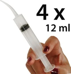 Seringue Mâchoire Embout Recourbé - 4 Pièces - 12ml - Sans Graduation - Seringue Sinus Maxillaire - Seringue Coude - Seringue Mâchoire