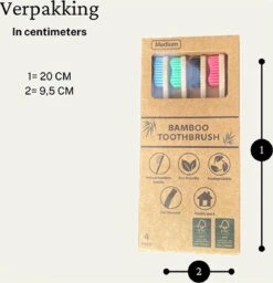 Brosses à Brosses à Dents- Set - Bamboo- Set De 4 - Eco-Friendly - Pack Familial - Durable - Poils Sans BPA - Vacances - Dentifrice