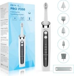 Polisseuse à Dents électrique DEN-T® PRO P350 - Wit - 5 Positions - 5 Accessoires - Polisseuse - Set De Polissage - Utilisable Avec Pâte à Polir & Tandpasta --