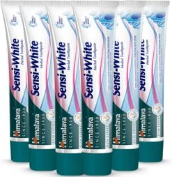 Himalaya Herbals Sensi White Dentifrice - 6 X 75 Ml - Spécialement Pour Les Dents Sensibles - Dentifrice Aux Herbes - Dentifrice Aux Herbes - Dentifrice Végétalien Sans Fluorure Ni Parabènes