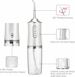 Zacro Hydropulseur Pour Les Dents - Irrigateur Oral Professionnel Sans Fil-IPX7 Étanche-4 Attachements-Idéal Pour La Maison Et Les Voyages-Blanc -Dentaires Appareils Magasin 1172x1200 5