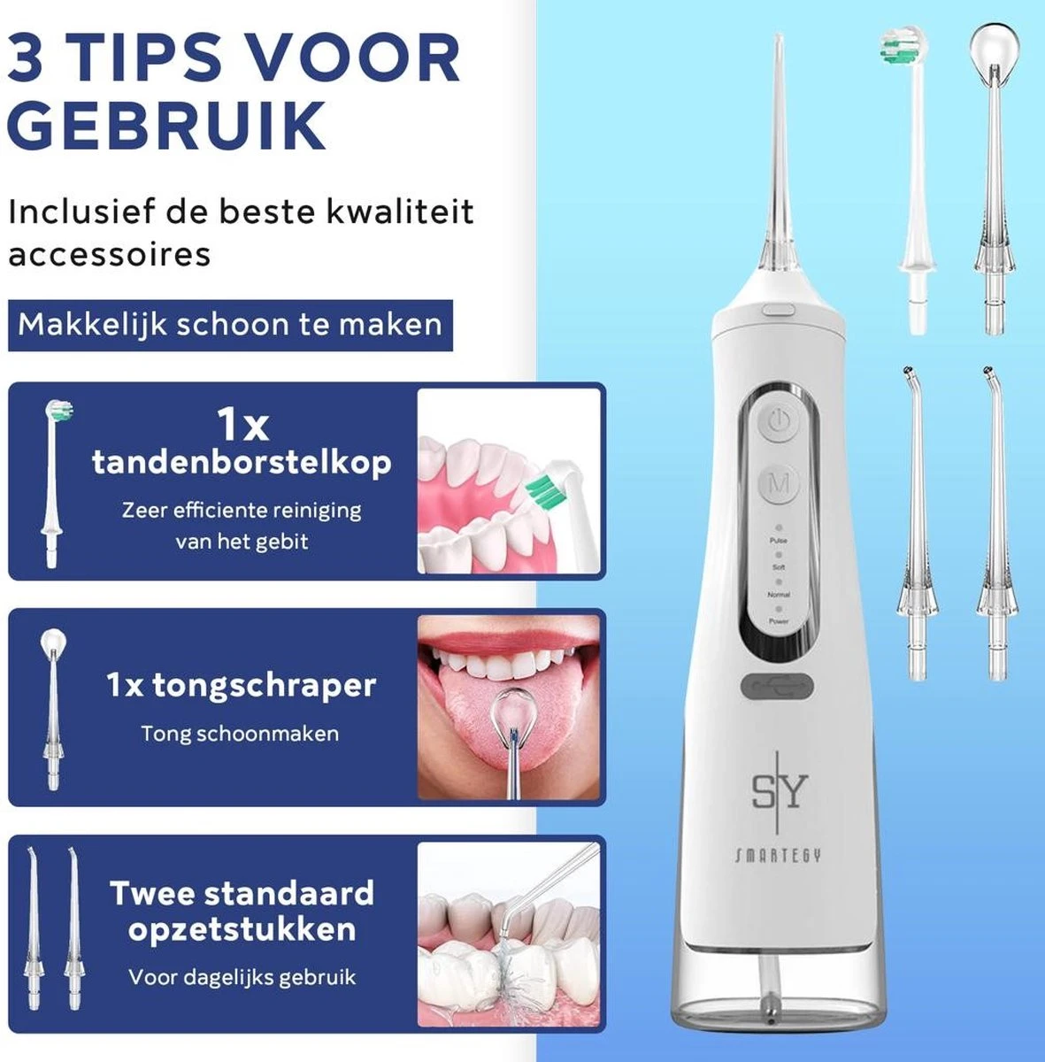 JRJ Online - Hydropulseur M209 - 310ML - 4 Positions - 4 Attachements - Irrigateur Oral - Appareil Dentaire - Wit 4 JRJ Online - Hydropulseur M209 - 310ML - 4 Positions - 4 Attachements - Irrigateur Oral - Appareil Dentaire - Wit – Image 4