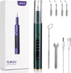 Tandsteen Verwijderaar Détartrant - Détartrant Professionnel - Polissage Des Dents - Élimination De La Plaque électrique - 4 Modes - Avec 4 Têtes De Rechange Et Lumière LED - Vert