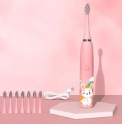 CoolHome Sonic Bunny - Brosse à Dents Pour Enfants - Convient Aux Tout-petits Et Aux Enfants - Rose