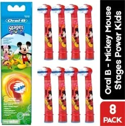 Oral B Stages Power Kids - Brosse à Dents Disney Mickey Mouse - 8 Têtes De Brosse Pour Enfants - Pack économique