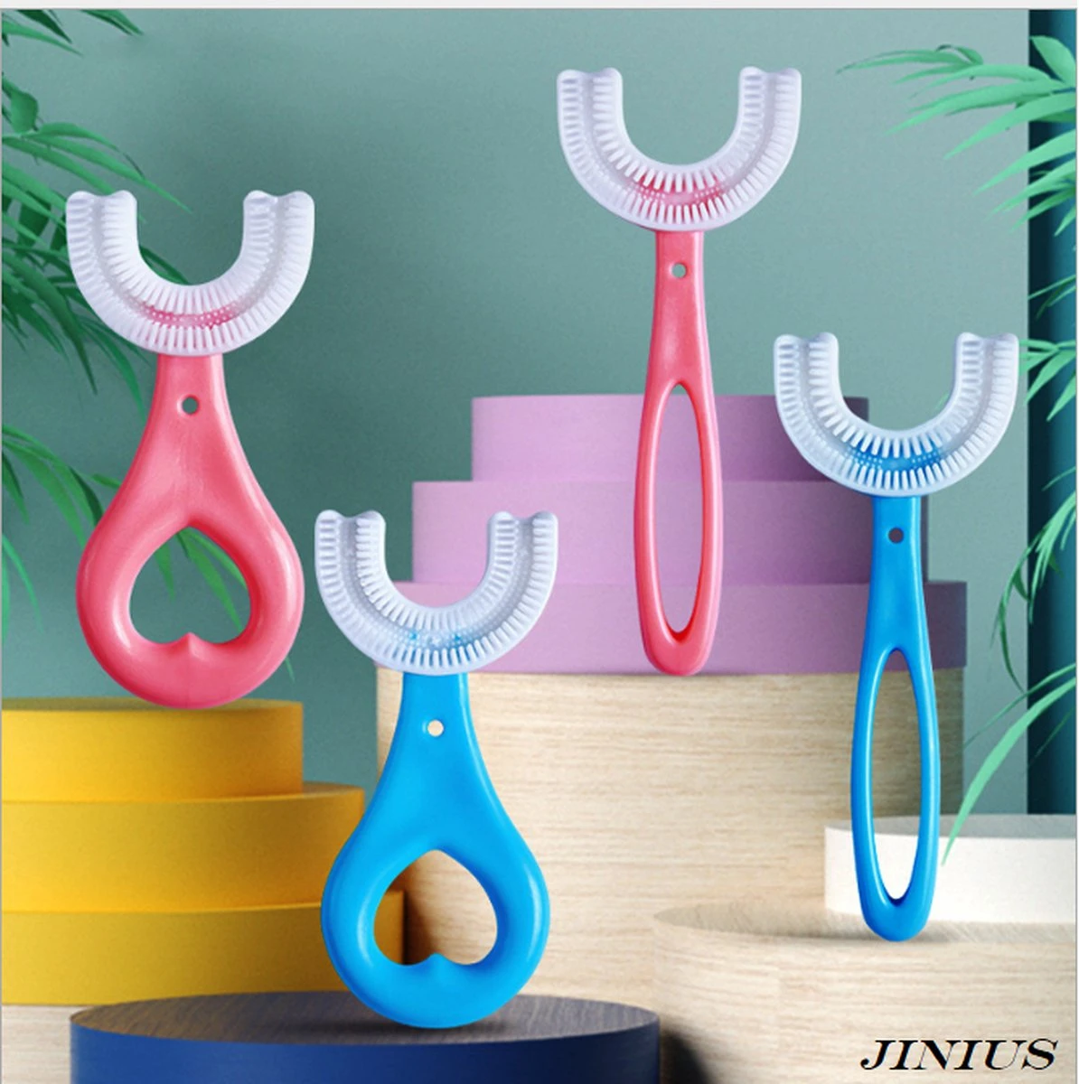 Brosse à Dents Pour Enfants - Blauw - 0-2 Ans - Garçons/ Filles - Forme En U à 360 Degrés - Brosse à Dents - Brosse En Siliconen 2 Brosse à Dents Pour Enfants - Blauw - 0-2 Ans - Garçons/ Filles - Forme En U à 360 Degrés - Brosse à Dents - Brosse En Siliconen – Image 2