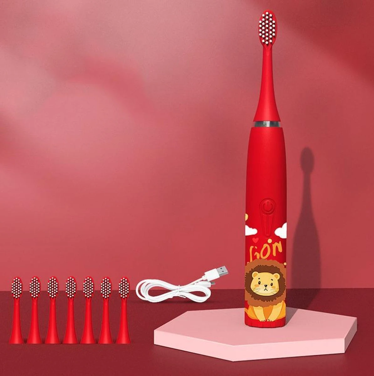 CoolHome Sonic Leeuwtje - Brosse à Dents électrique Pour Enfants - Brosse à Dents Adaptée Aux Tout-petits Et Aux Enfants - Rouge 1 CoolHome Sonic Leeuwtje - Brosse à Dents électrique Pour Enfants - Brosse à Dents Adaptée Aux Tout-petits Et Aux Enfants - Rouge