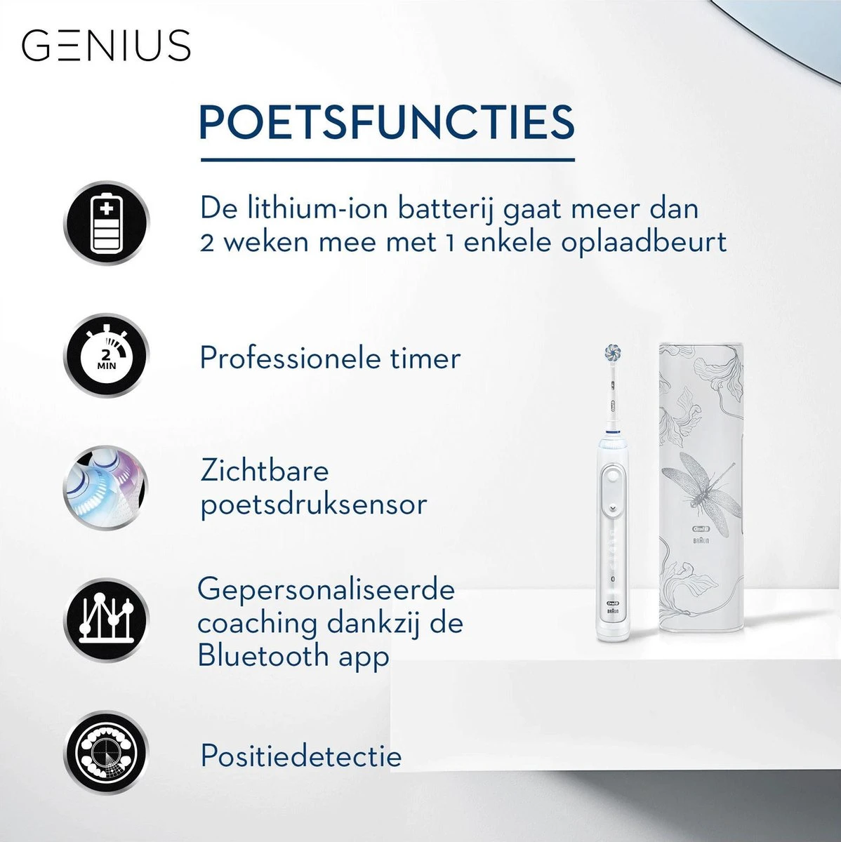 Oral B Oral-B Genius 80326457 Brosse à Dents électrique Adulte Brosse à Dents Rotative Oscillante Blanc 7 Oral B Oral-B Genius 80326457 Brosse à Dents électrique Adulte Brosse à Dents Rotative Oscillante Blanc – Image 7