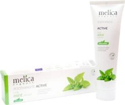 MELICA ORGANIC DENTIFRICE BIO 97% Actif Naturel à L'EXTRAIT DE MENTHE Au XYLITOL Et Au CALCIUM Sans Fluorure, SLS, Antiseptiques 100g