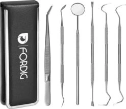Trousse à Outils D'hygiène Dentaire En Acier Inoxydable - Crochet Dentaire - Outils Dentaires - Crochet Dentaire - Miroir Buccal - Miroir Dentaire - Plaque Dentaire - Soins Dentaires
