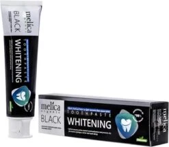 MELICA ORGANIC DENTIFRICE BLANCHISSANT AU CHARBON BLACK BIO 98% Naturel Au XYLITOL Pour Des Dents Blanches Sans Fluorure, SLS 100g