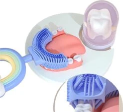 Medies - Brosse à Dents Enfant 360° En U Arc-en-Ciel Rose | Brosse à Dents Pour Bébé | Brosse à Dents Pour Enfants | Brosse à Dents Pour Tout-petits | Forme En U - Silicone - Sans Bpa - 2 à 7 Ans -Dentaires Appareils Magasin 1200x1100