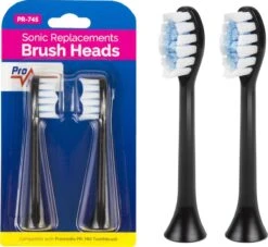 ProMedix Ensemble De Brosses De Rechange Pour Têtes De Brosse à Dents Sonique électrique Promedix PR-740 2 Pièces - Zwart