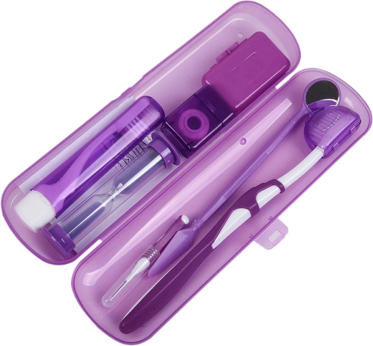 Set Orthodontique 8 Pièces - Brosse à Dents, Brosse Interdentaire, Fil Dentaire, Miroir, Sablier, Brosse à Dents Pliable - Violet 2 Set Orthodontique 8 Pièces - Brosse à Dents, Brosse Interdentaire, Fil Dentaire, Miroir, Sablier, Brosse à Dents Pliable - Violet – Image 2