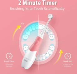 SEAGO - Brosse à Dents Sonique électrique Pour Enfants De 0 à 3 Ans Avec Minuterie Intelligente à Lumière LED - IPX7 - Rose -Dentaires Appareils Magasin 1200x1152