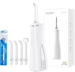 EWT Hydropulseur - Irrigateur Oral - 180ML - 3 Modes - 4 Modes De Nettoyage - Rechargeable Par USB - Étanche - Avec Brosse à Langue