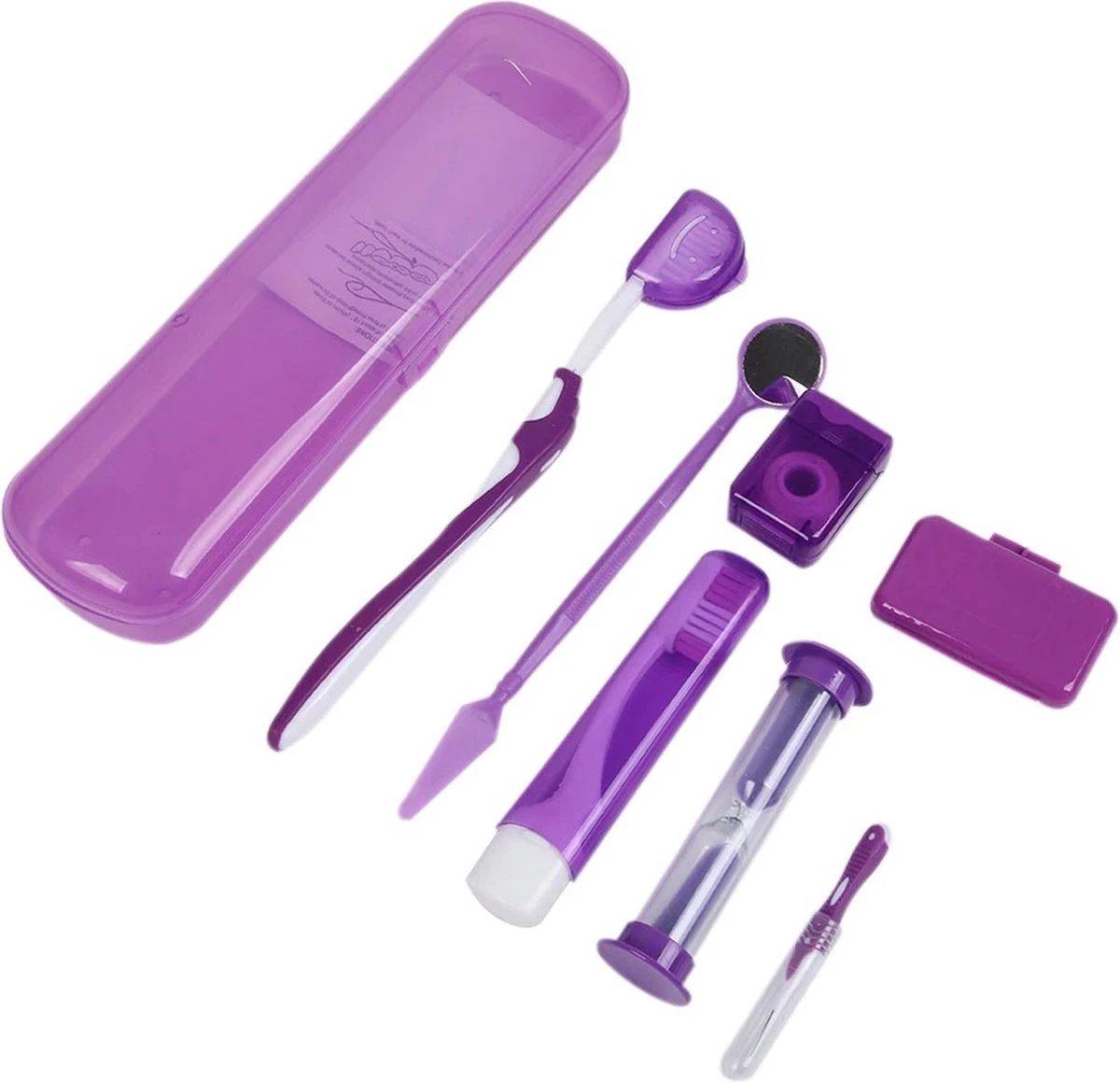 Set Orthodontique 8 Pièces - Brosse à Dents, Brosse Interdentaire, Fil Dentaire, Miroir, Sablier, Brosse à Dents Pliable - Violet 1 Set Orthodontique 8 Pièces - Brosse à Dents, Brosse Interdentaire, Fil Dentaire, Miroir, Sablier, Brosse à Dents Pliable - Violet
