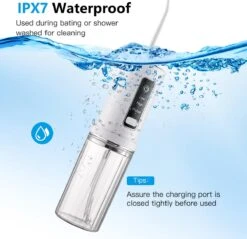 Zacro Water Flosser - Dispositif De Soie Dentaire Sans Fil - Irrigateur Oral - Empêche Le Tartre - 10 Attachements - 3 Positions - IPX7 étanche - Wit -Dentaires Appareils Magasin 1200x1159 3