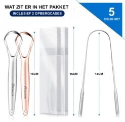 Duerté - Gratte-langue En Acier Inoxydable Pour Les Soins Bucco-dentaires - 5 Pièces - Racle-langue Durable - Brosse à Langue - Gratte-langue - Y Compris 3 Arcs De Fil Dentaire -Dentaires Appareils Magasin 1200x1182