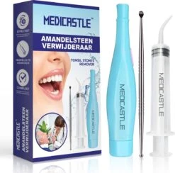 MediCastle Premium Tonsil Stone Remover - Kit D'élimination Des Amygdales - Outil LED Avec 3 Buses - Seringue Incurvée