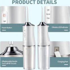 Zacro Water Flosser - Fil Dentaire Sans Fil - Irrigateur Oral électrique - Tandsteen Verwijderaar - IPX7 étanche - Vert -Dentaires Appareils Magasin 1200x1197 25