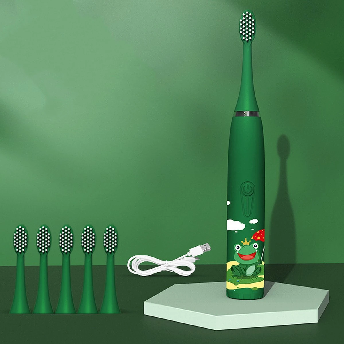 CoolHome Sonic Frog - Brosse à Dents électrique Adaptée Aux Tout-petits Et Aux Enfants - Brosse à Dents Pour Enfants - Vert