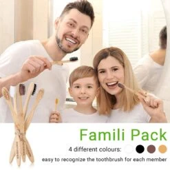 Set De 12 Brosses à Dents En Bambou, Bois Et Bambou, Brosse à Dents En Bois Durable, Sans BPA Bio, Biodégradable, Eco-Friendly, Vegan, Emballage Indépendant, Set De Brosse à Dents En Bambou