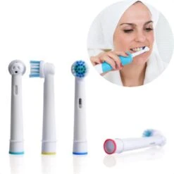 Cheqo® - Têtes De Brosse 4 Pièces Pour Brosse à Dents électrique - Convient à La Plupart Des Brosses à Dents électriques - Anneau De Couleur Propre En Bas - Longueur 7 Cm