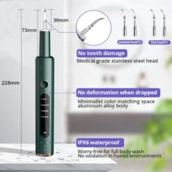 Tandsteen Verwijderaar Détartrant - Détartrant Professionnel - Polissage Des Dents - Élimination De La Plaque électrique - 4 Modes - Avec 4 Têtes De Rechange Et Lumière LED - Vert -Dentaires Appareils Magasin 1200x1200 536