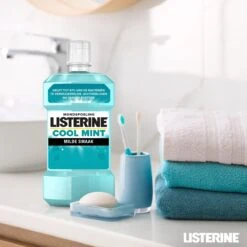 Listerine® Cool Mint Goût Doux, Rince-bouche Sans Alcool Aux Huiles Essentielles, Aide à éliminer Les Bactéries Et Rafraîchit L’haleine Durablement, 500 Ml - Lot De 3 -Dentaires Appareils Magasin 1200x1200 566