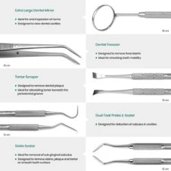 YUBBI Set De 6 Pièces En Acier Inoxydable Pour Dentiste Avec étui - Crochet De Dentiste - Outils De Dentiste - Crochet De Dentiste - Miroir Buccal - Miroir De Dentiste - Plaque Soins - Soins Des Dents -Dentaires Appareils Magasin 1200x1200 610