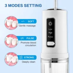 Zacro Water Flosser - Dispositif De Soie Dentaire Sans Fil - Irrigateur Oral - Empêche Le Tartre - 10 Attachements - 3 Positions - IPX7 étanche - Wit -Dentaires Appareils Magasin 1200x1200 634