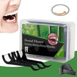 Cure- Cure-dents Toullgo - Flosser - Brosse Dental Nettoyage En Profondeur Au Charbon De Bamboo - 50 Pics