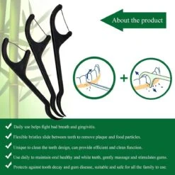 Cure- Cure-dents Toullgo - Flosser - Brosse Dental Nettoyage En Profondeur Au Charbon De Bamboo - 50 Pics -Dentaires Appareils Magasin 1200x1200 641