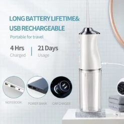 Zacro Hydropulseur Pour Les Dents - Irrigateur Oral Professionnel Sans Fil-IPX7 Étanche-4 Attachements-Idéal Pour La Maison Et Les Voyages-Blanc -Dentaires Appareils Magasin 1200x1200 657