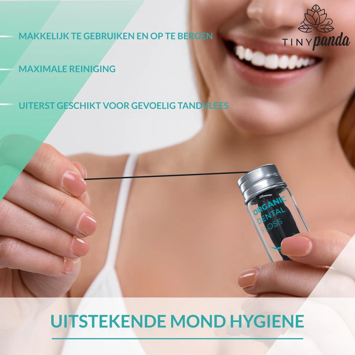 Fil De Soie écologique - 1 Fil De Charbon De Bambou Et 1 Fil Recharge D'amidon De Maïs 100% Végétalien Et Biodégradable - Saveur De Menthe - Avec Bocal En Verre Rechargeable - Tiny Panda 3 Fil De Soie écologique - 1 Fil De Charbon De Bambou Et 1 Fil Recharge D'amidon De Maïs 100% Végétalien Et Biodégradable - Saveur De Menthe - Avec Bocal En Verre Rechargeable - Tiny Panda – Image 3